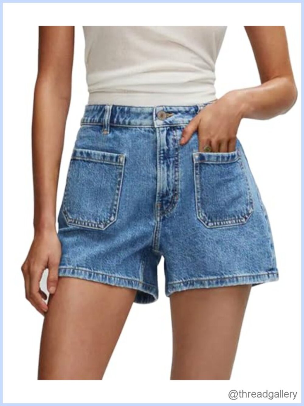 Ripped Denim Jean Shorts Mid Rise Stretchy Casual Summer